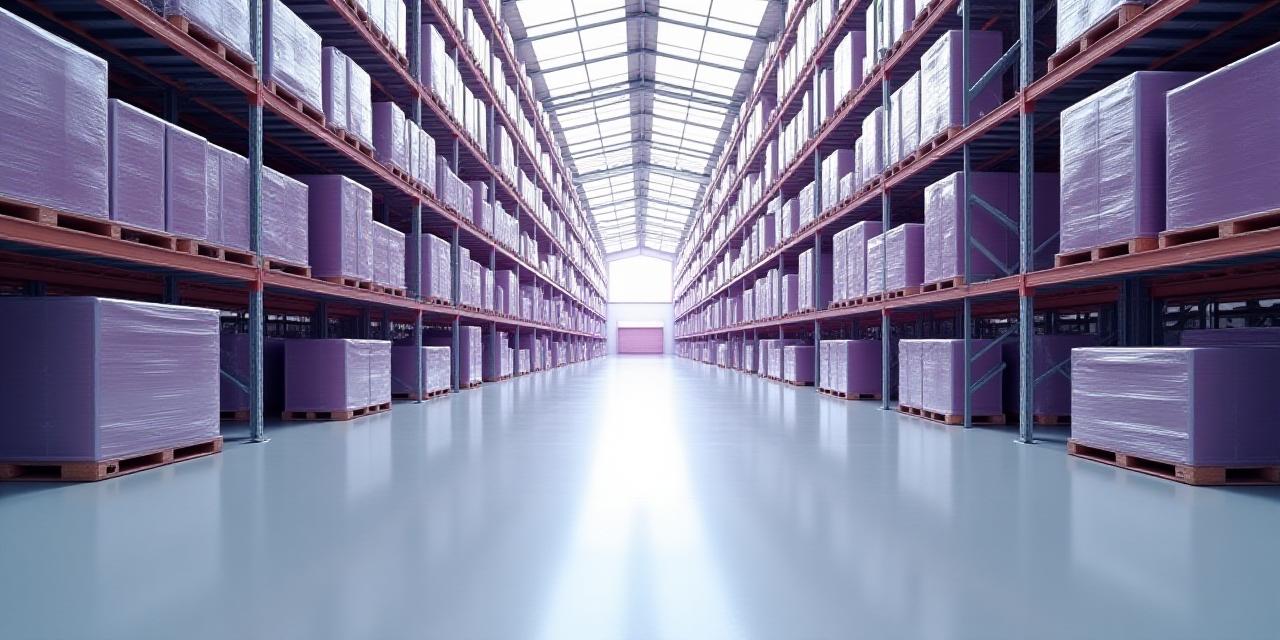 Expansive high-tech freight warehouse interior