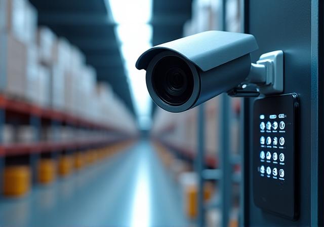 Advanced security system monitoring warehouse